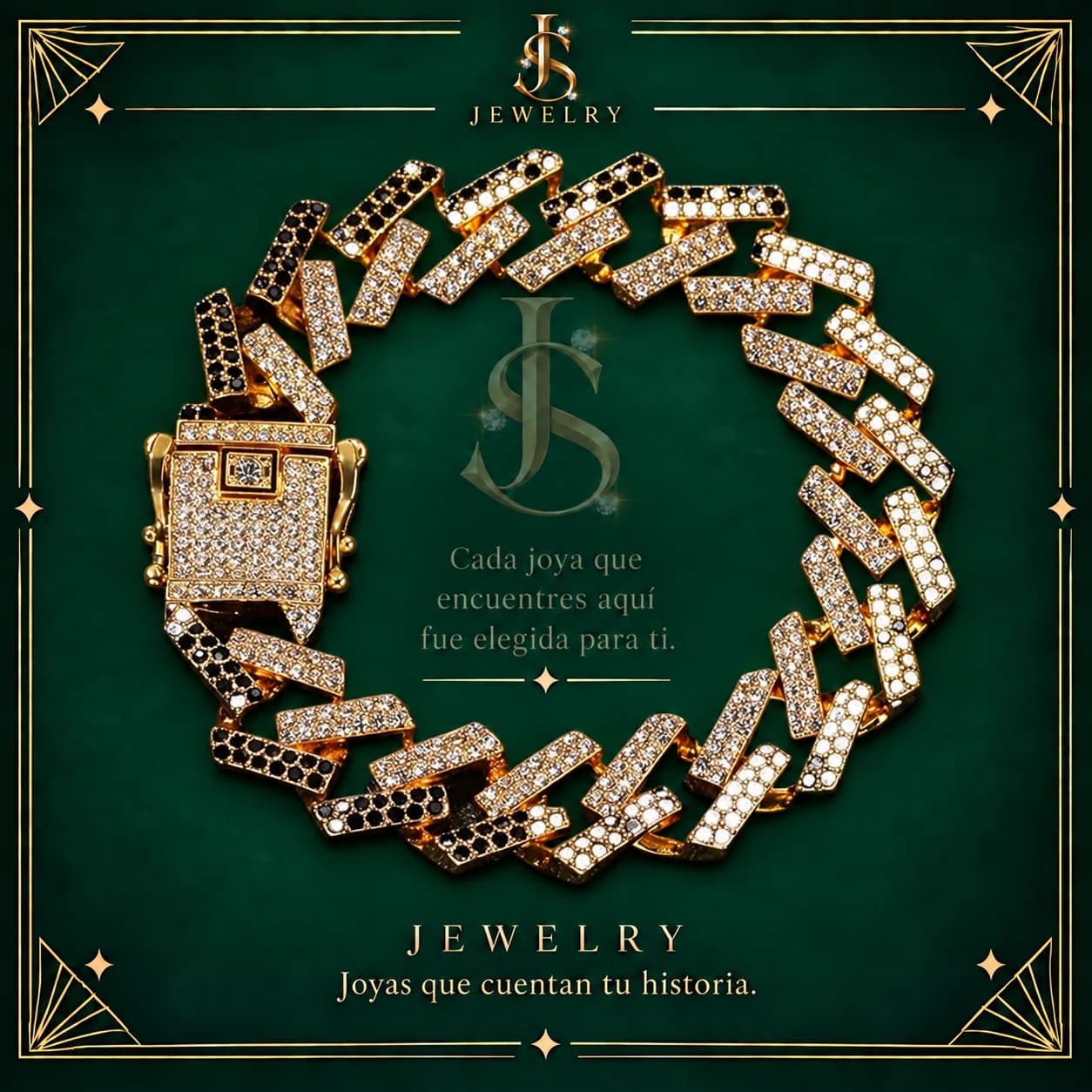 Pulsera negra eslavones cubanos